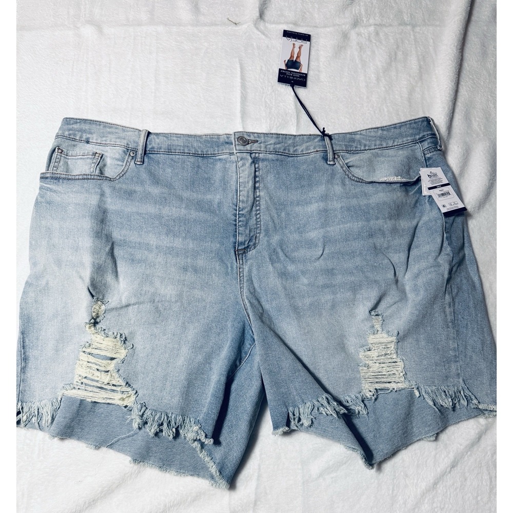 Sofia Jeans Gabriella Bermuda Shorts Womens 28W NWT Distressed Light Wash Denim